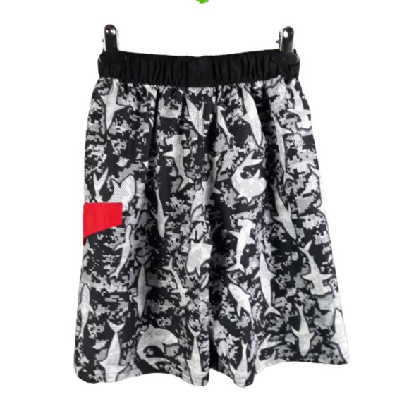 Adidas Boys Pull-On Board Shorts Swim Trunks w Cargo Pocket - Shark Print - M - Picture 2 of 8